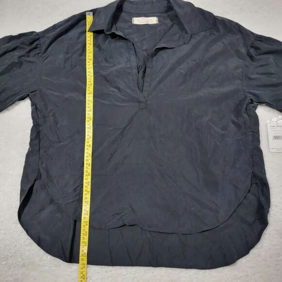 WE THE FREE Women's Medium Black Long Sleeve Collared Blouse - Picture 4 of 10